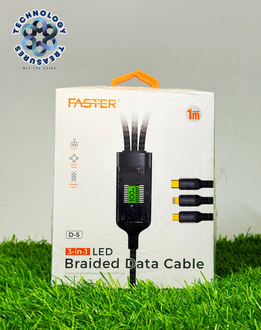 FASTER 3 in 1 Braided Data Cable