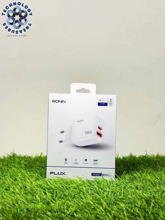 RONIN {R-6030} DOUBLE CHARGER 30 WATT WITH TYPE C CABLE