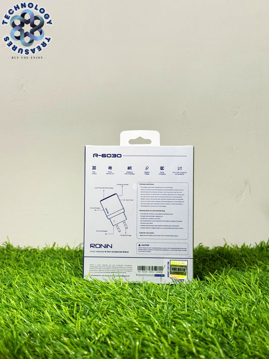 RONIN {R-6030} DOUBLE CHARGER 30 WATT WITH TYPE C CABLE